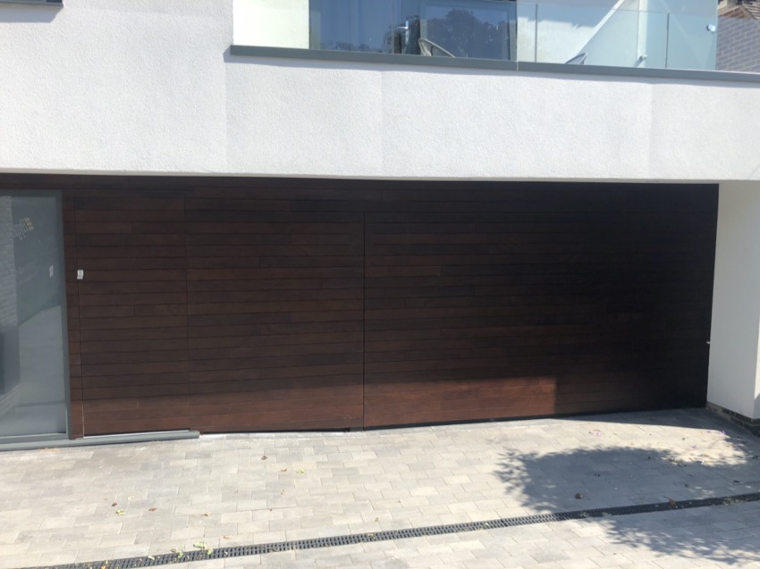 Brown sectional garage doors